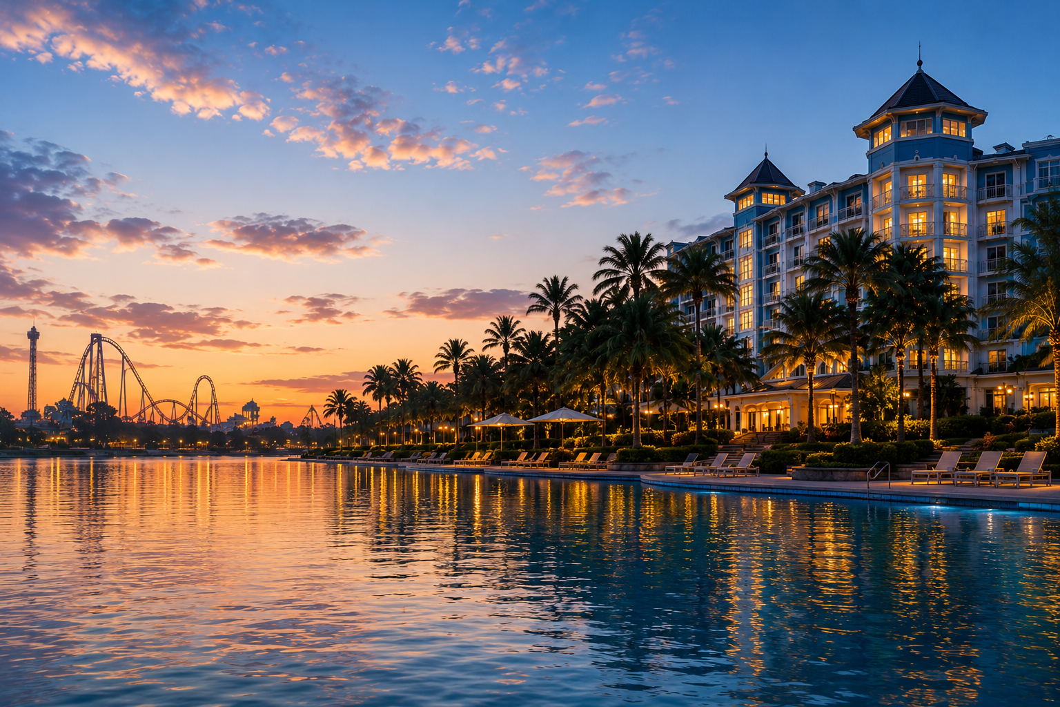 Resort at golden hour